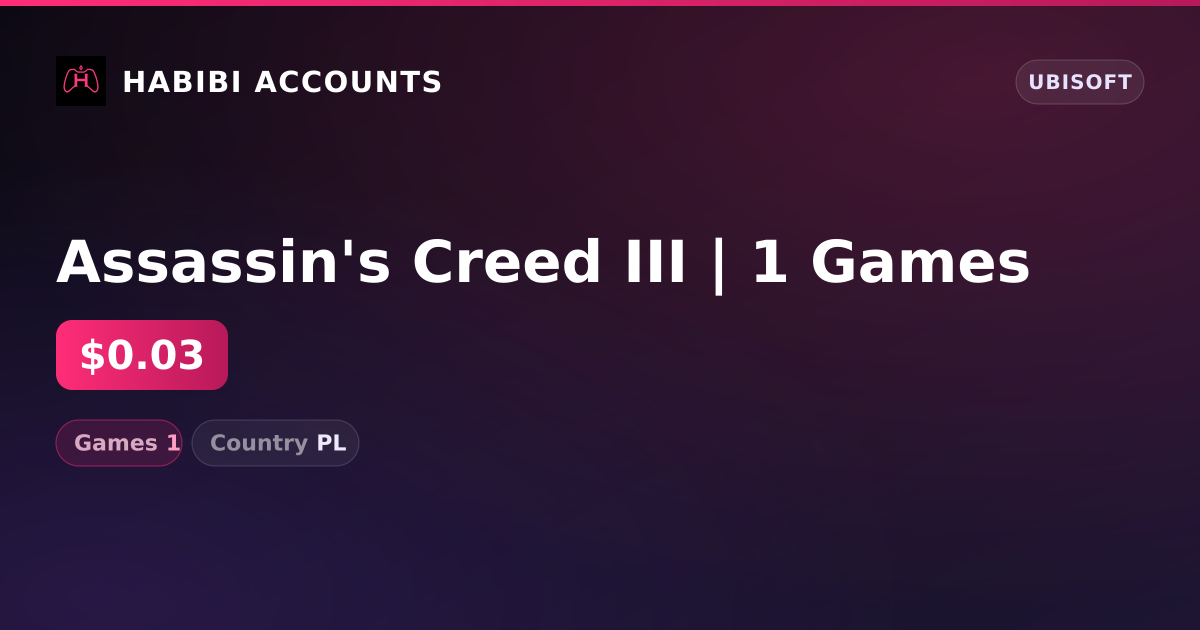 Assassin's Creed III | 1 Games — HabibiAccounts