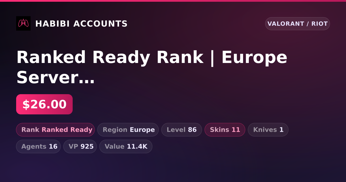 Ranked Ready Rank | Europe Server | 11 Skins | 1 Knives | Level 86 — HabibiAccounts