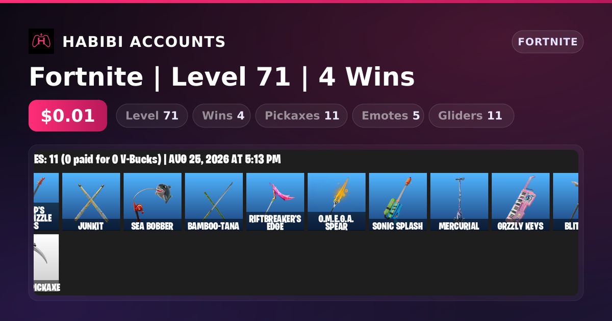 Fortnite | Level 71 | 4 Wins — HabibiAccounts