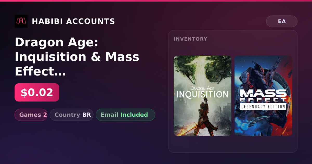 Dragon Age: Inquisition & Mass Effect Legendary Edition | 2 Games — HabibiAccounts