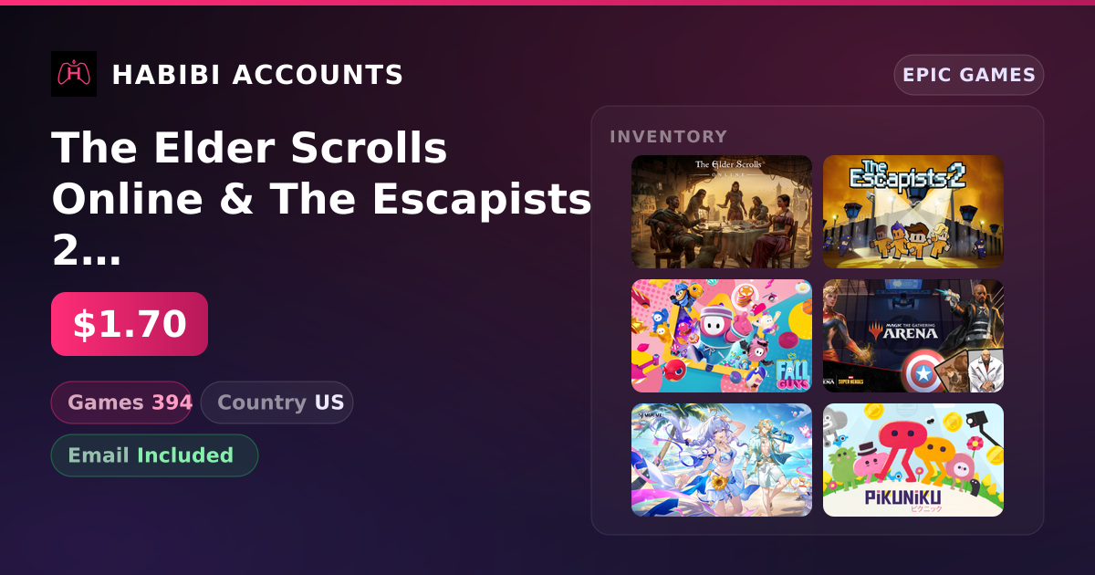The Elder Scrolls Online & The Escapists 2 | 394 Games — HabibiAccounts