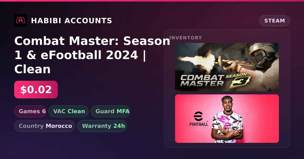 Combat Master: Season 1 & eFootball 2024 | Clean — HabibiAccounts