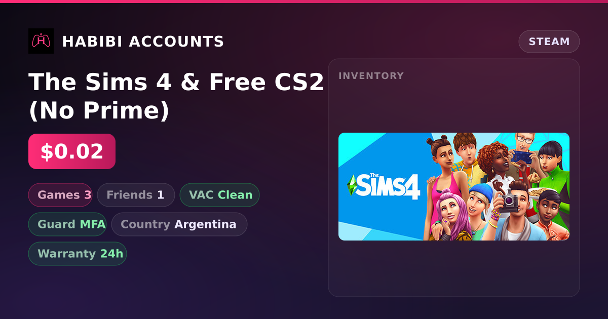 The Sims 4 & Free CS2 (No Prime) — HabibiAccounts