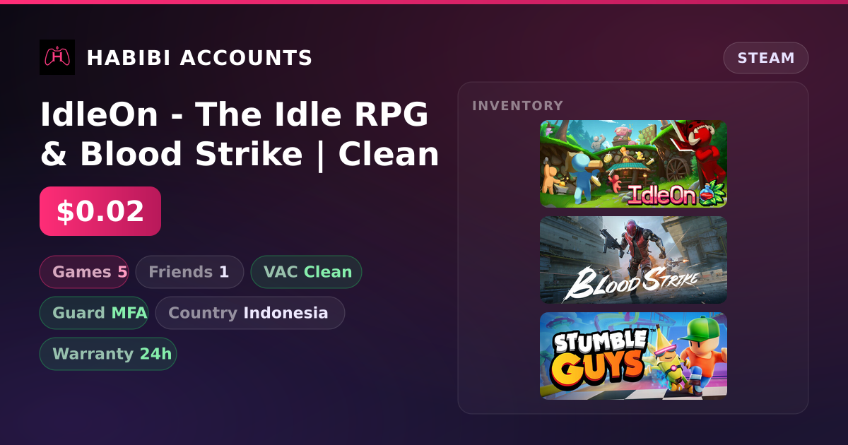 IdleOn - The Idle RPG & Blood Strike | Clean — HabibiAccounts