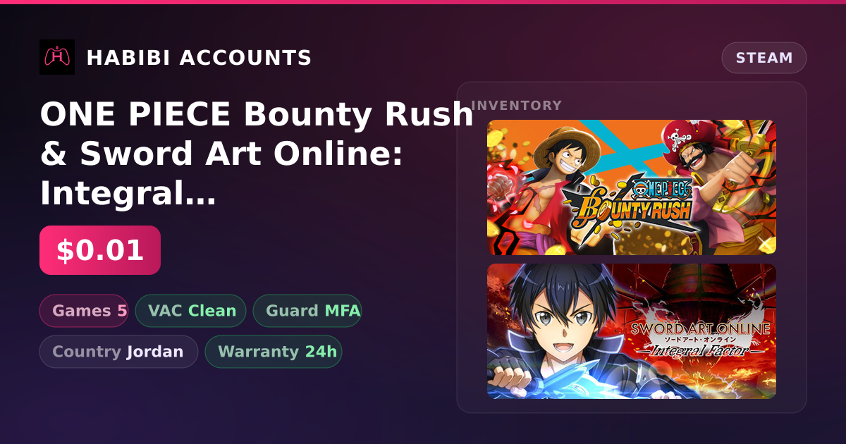 ONE PIECE Bounty Rush & Sword Art Online: Integral Factor | Clean — HabibiAccounts