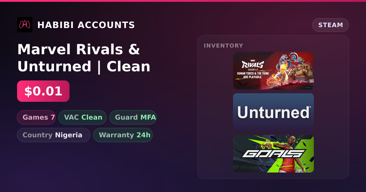 Marvel Rivals & Unturned | Clean — HabibiAccounts