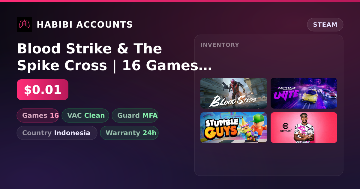 Blood Strike & The Spike Cross | 16 Games | Clean — HabibiAccounts