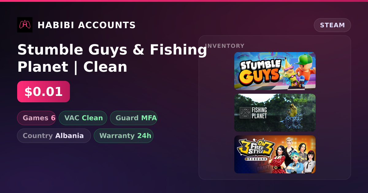 Stumble Guys & Fishing Planet | Clean — HabibiAccounts