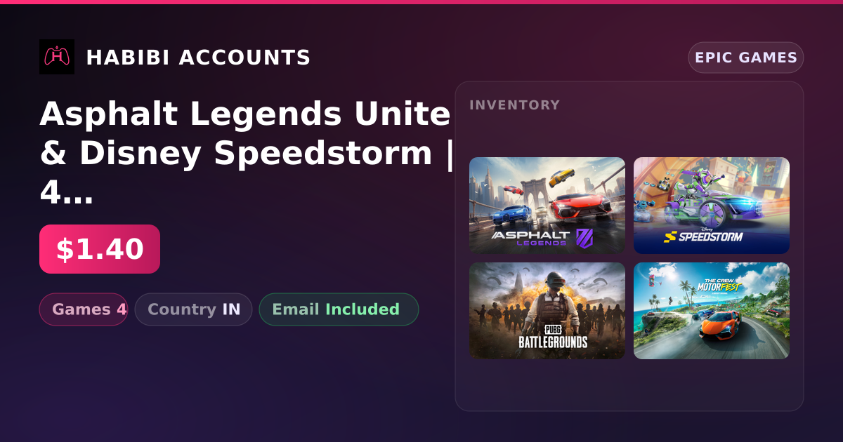 Asphalt Legends Unite & Disney Speedstorm | 4 Games — HabibiAccounts
