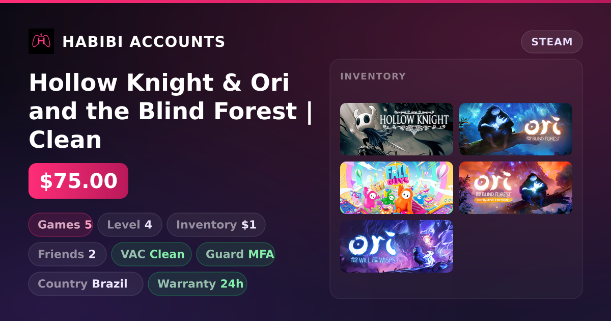 Hollow Knight & Ori and the Blind Forest | Clean — HabibiAccounts
