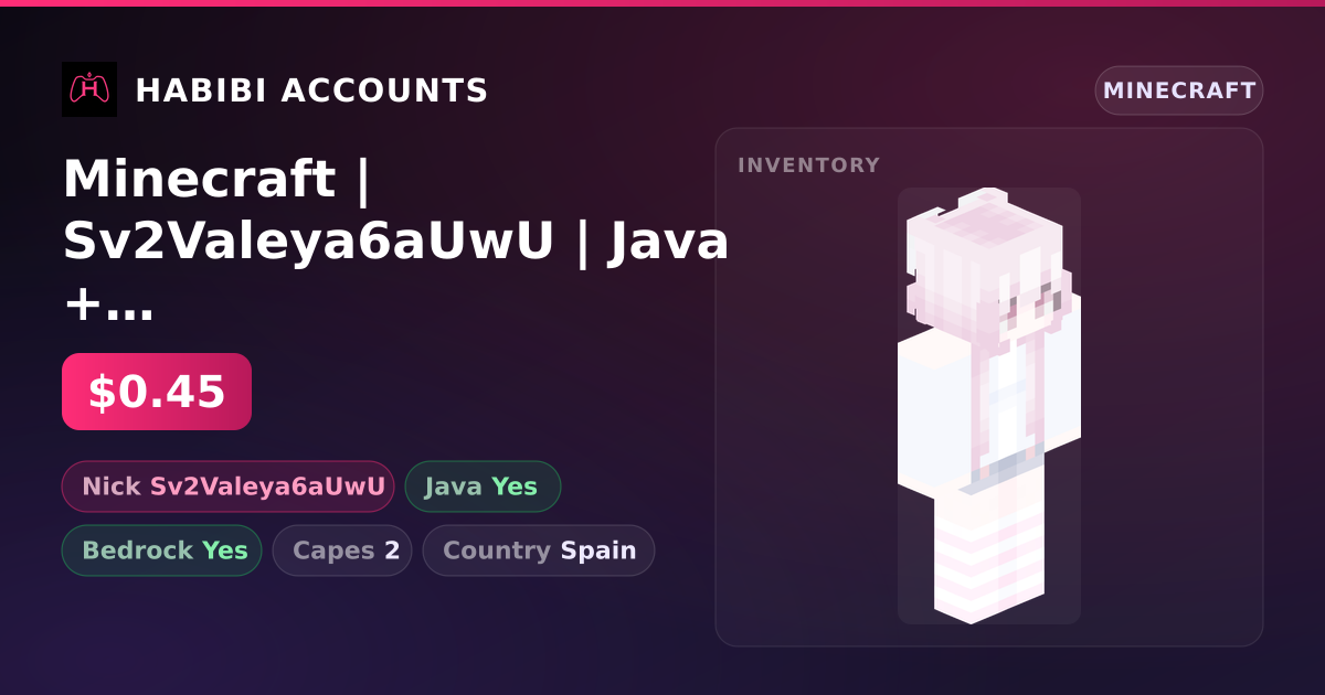 Minecraft | Sv2Valeya6aUwU | Java + Bedrock | 2 Capes — HabibiAccounts
