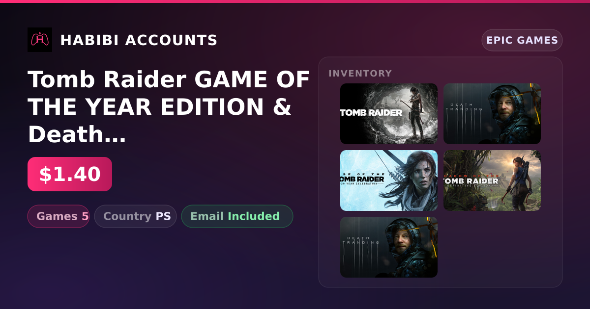 Tomb Raider GAME OF THE YEAR EDITION & Death Stranding Content | 5 Games — HabibiAccounts