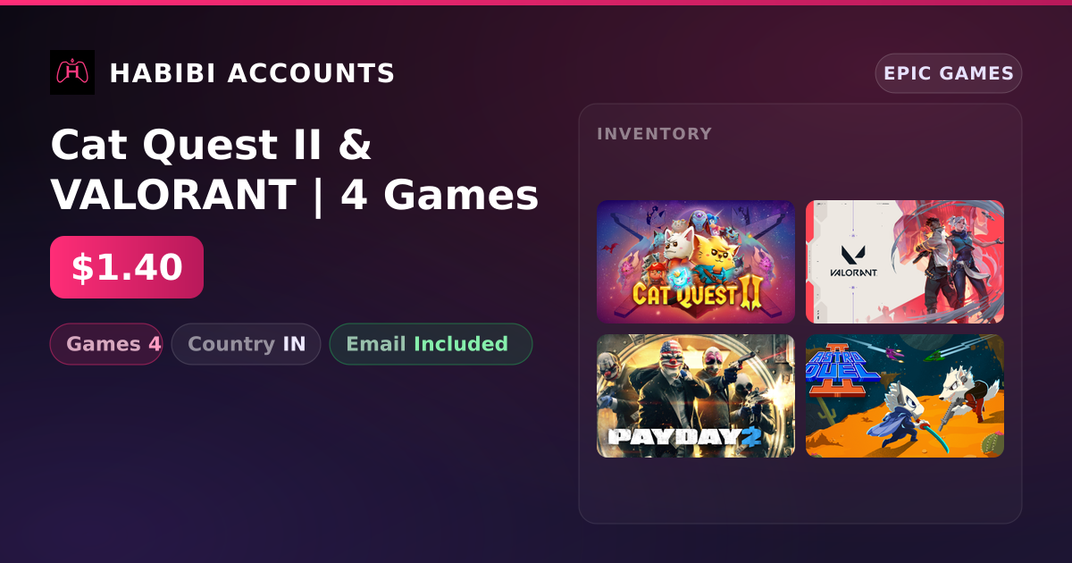 Cat Quest II & VALORANT | 4 Games — HabibiAccounts