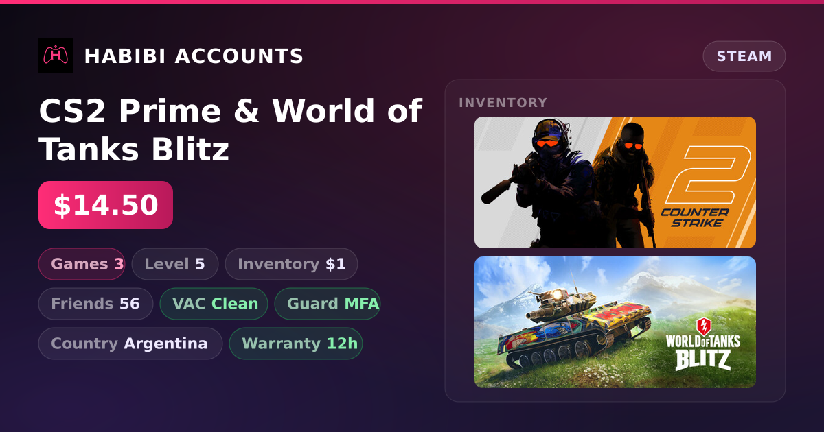 CS2 Prime & World of Tanks Blitz