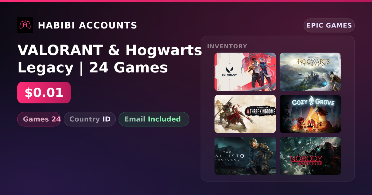 VALORANT & Hogwarts Legacy | 24 Games — HabibiAccounts