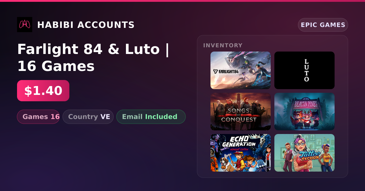 Farlight 84 & Luto | 16 Games — HabibiAccounts