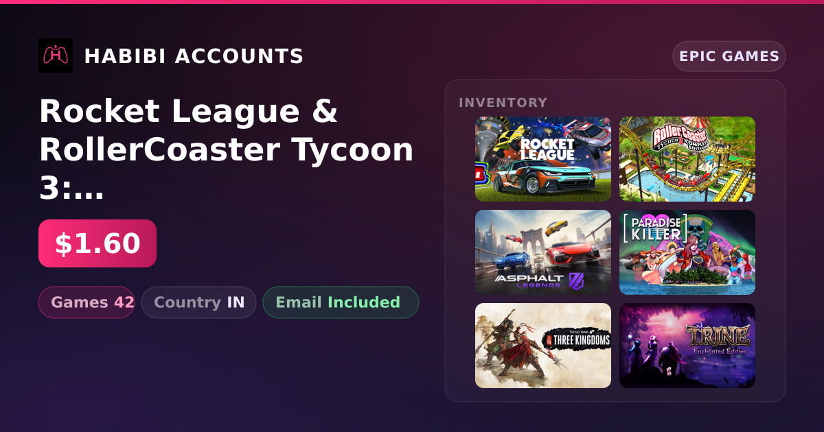 Rocket League & RollerCoaster Tycoon 3: Complete Edition | 42 Games