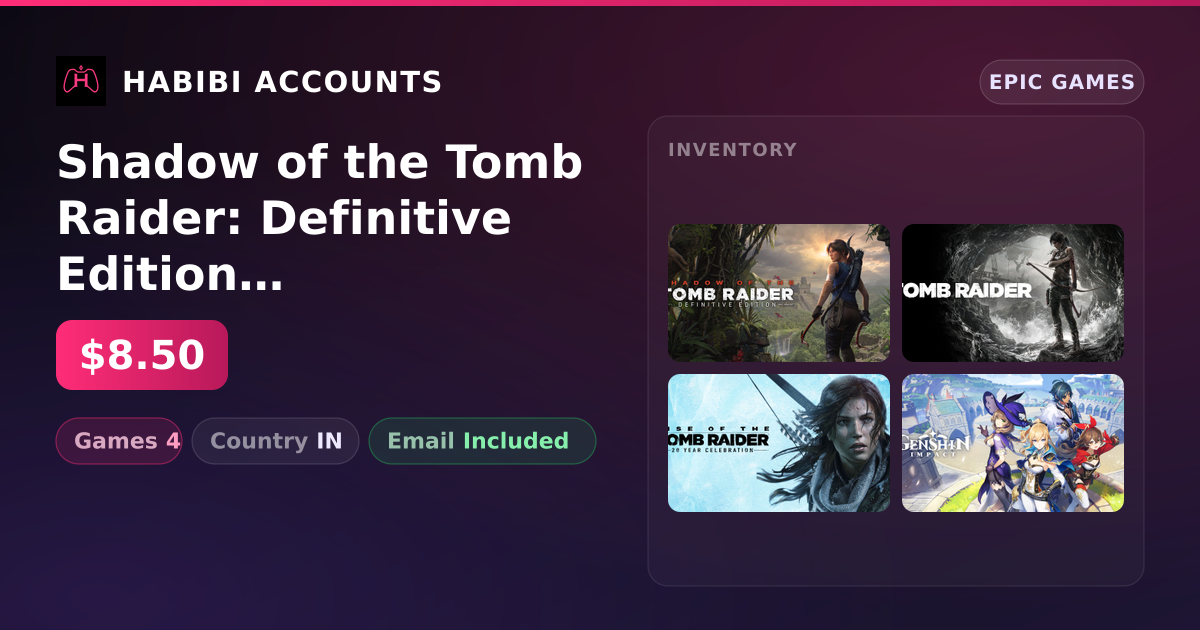 Shadow of the Tomb Raider: Definitive Edition & Tomb Raider GAME OF THE YEAR EDITION | 4 Games
