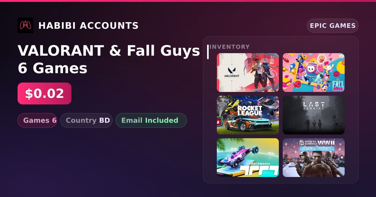 VALORANT & Fall Guys | 6 Games — HabibiAccounts