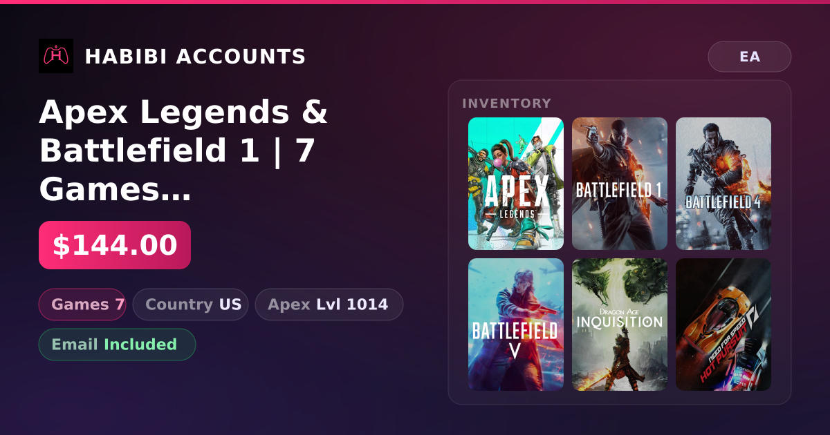 Apex Legends & Battlefield 1 | 7 Games | Apex Lvl 1014