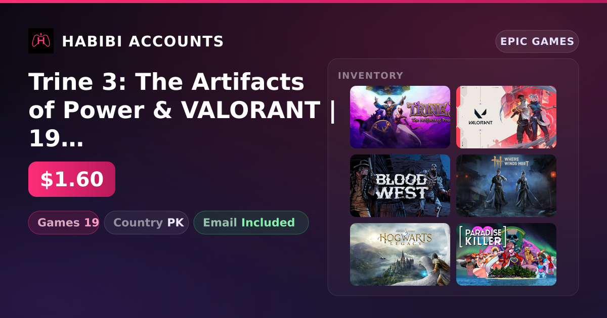 Trine 3: The Artifacts of Power & VALORANT | 19 Games — HabibiAccounts
