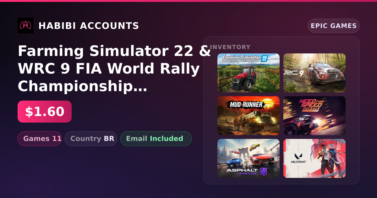 Farming Simulator 22 & WRC 9 FIA World Rally Championship | 11 Games — HabibiAccounts