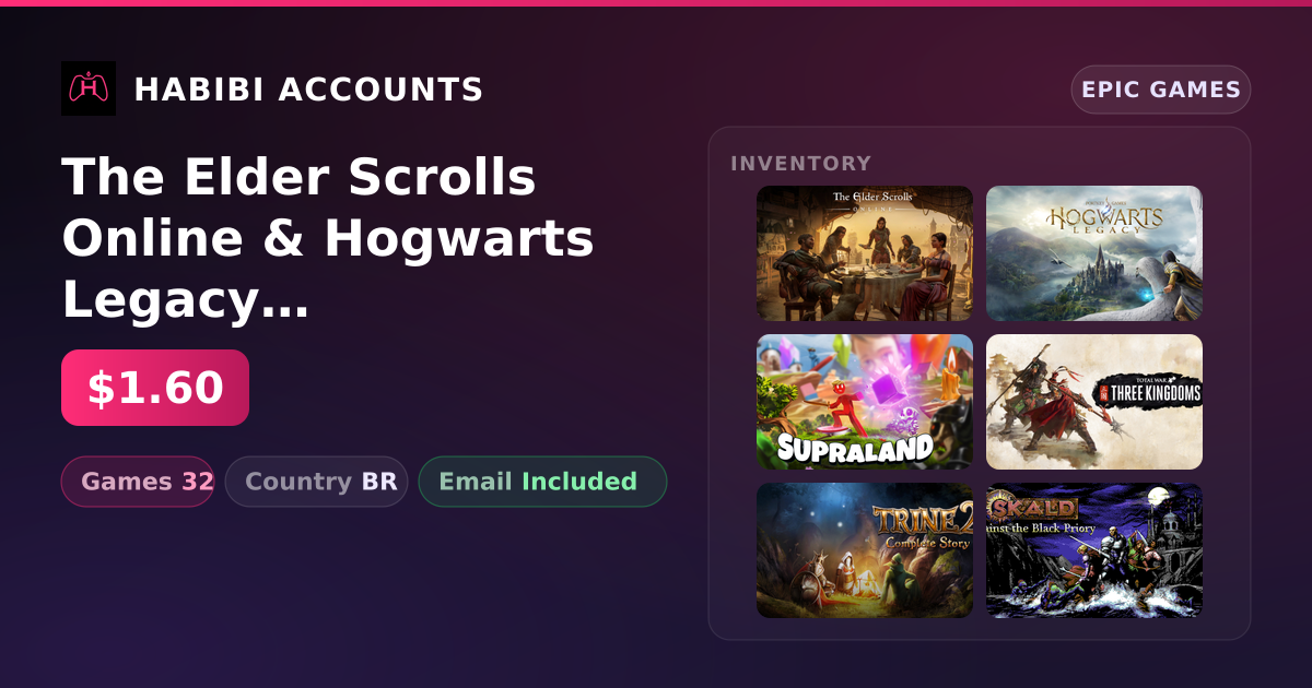 The Elder Scrolls Online & Hogwarts Legacy | 32 Games — HabibiAccounts