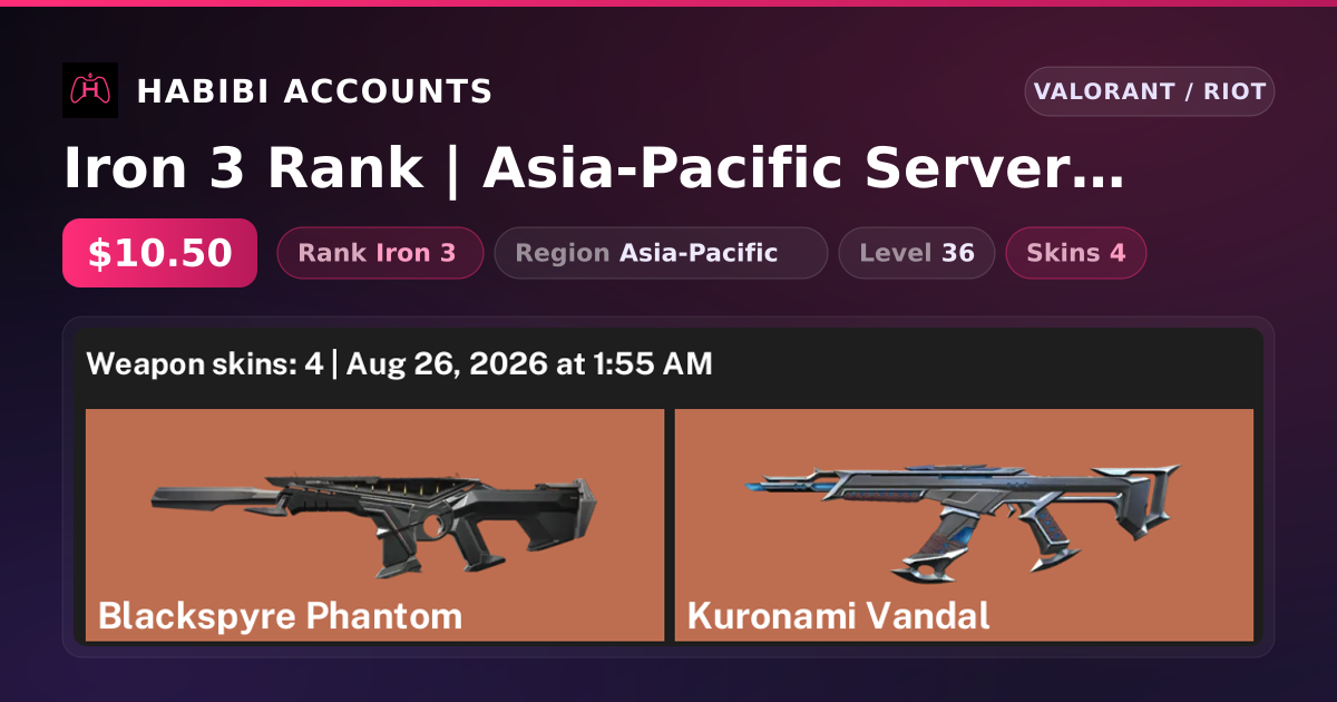 Iron 3 Rank | Asia-Pacific Server | 4 Skins | Level 36 — HabibiAccounts
