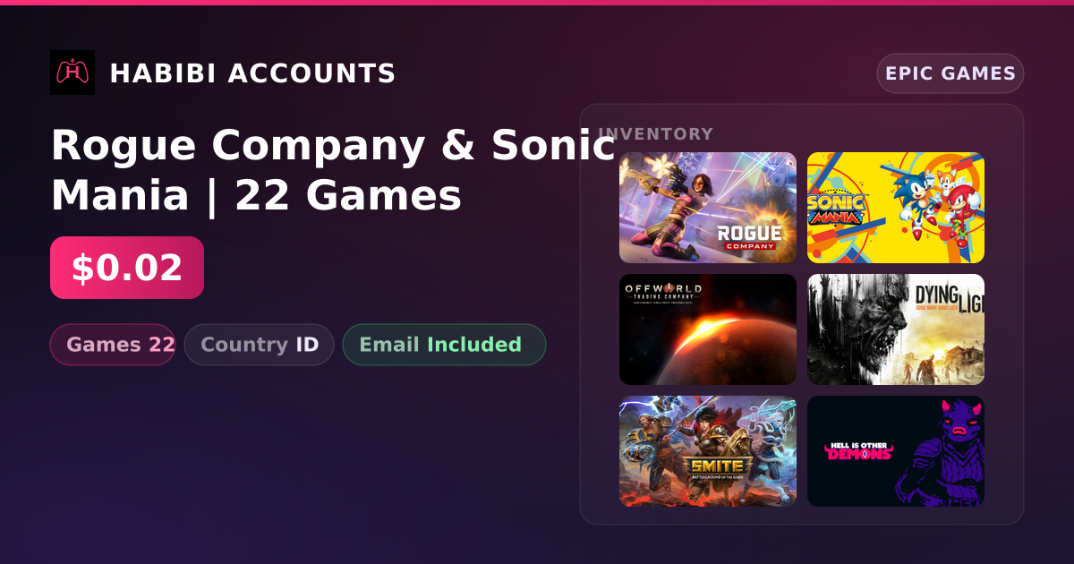 Rogue Company & Sonic Mania | 22 Games — HabibiAccounts