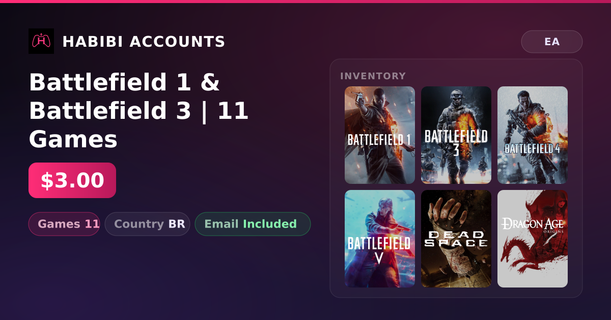 Battlefield 1 & Battlefield 3 | 11 Games — HabibiAccounts