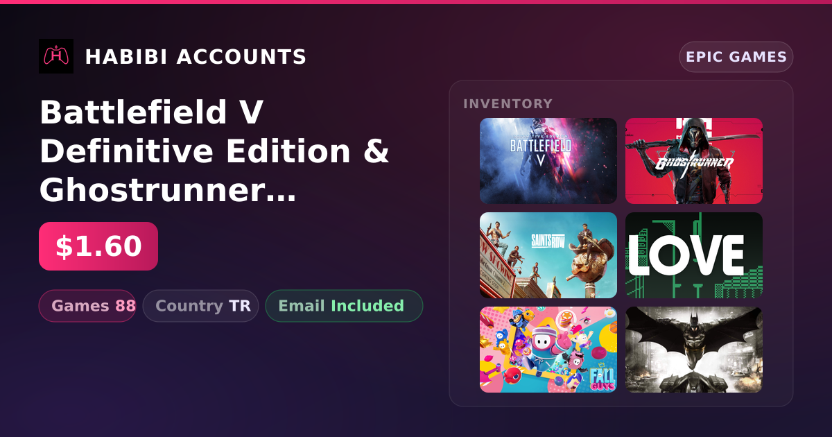 Battlefield V Definitive Edition & Ghostrunner | 88 Games — HabibiAccounts