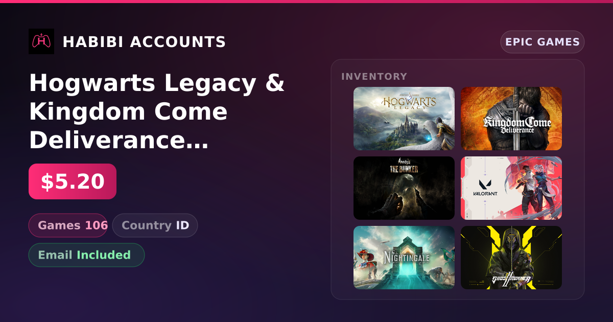 Hogwarts Legacy & Kingdom Come Deliverance | 106 Games — HabibiAccounts