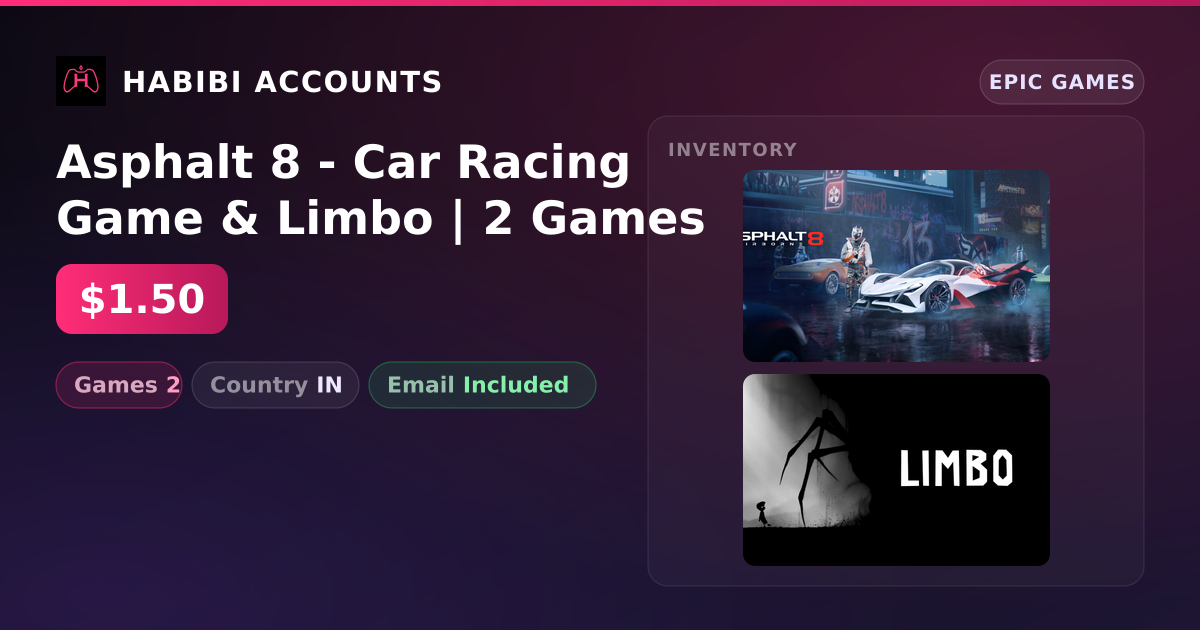 Asphalt 8 - Car Racing Game & Limbo | 2 Games — HabibiAccounts