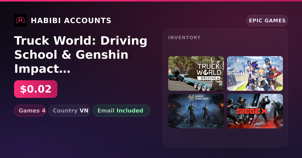 Truck World: Driving School & Genshin Impact | 4 Games — HabibiAccounts