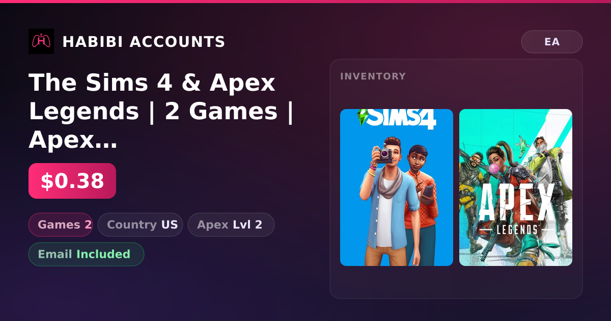 The Sims 4 & Apex Legends | 2 Games | Apex Lvl 2 — HabibiAccounts