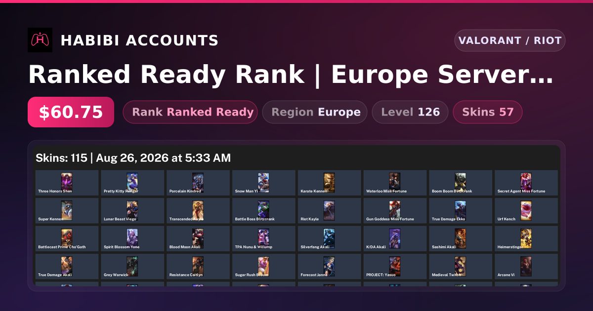 Ranked Ready Rank | Europe Server | 57 Skins | 4 Knives | Level 126