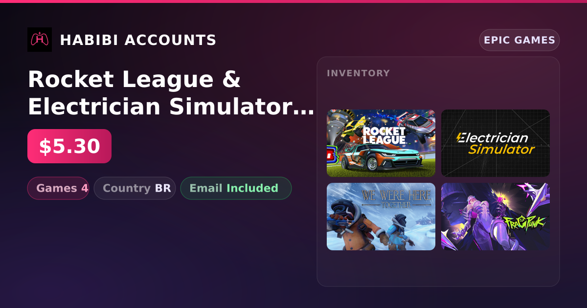 Rocket League & Electrician Simulator | 4 Games — HabibiAccounts