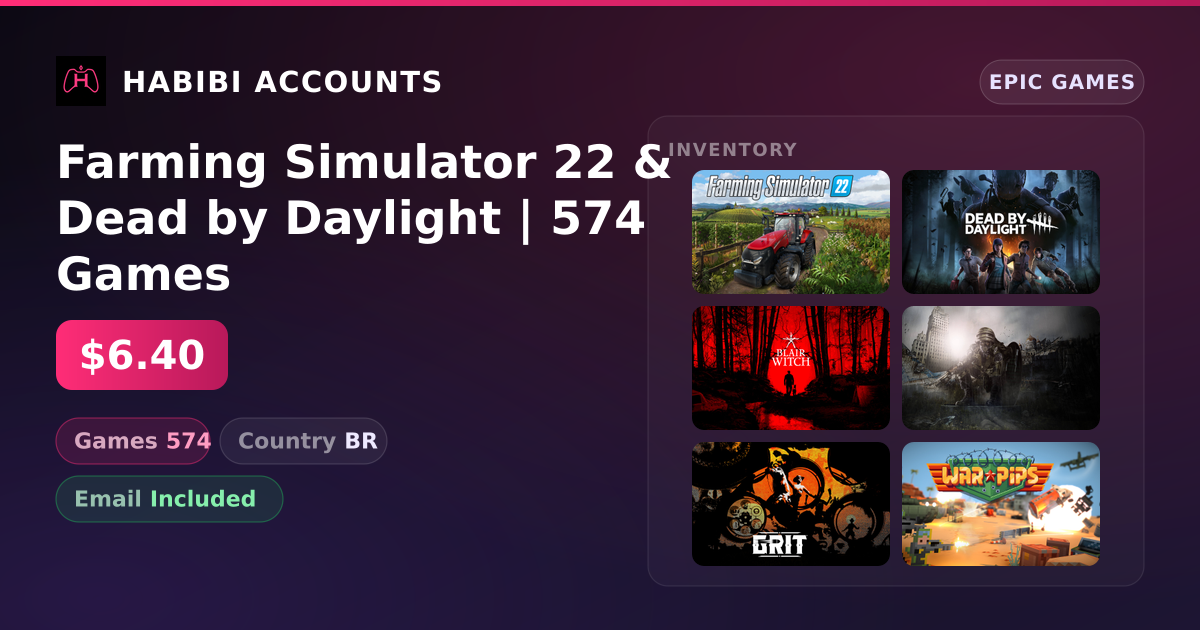 Farming Simulator 22 & Dead by Daylight | 574 Games — HabibiAccounts