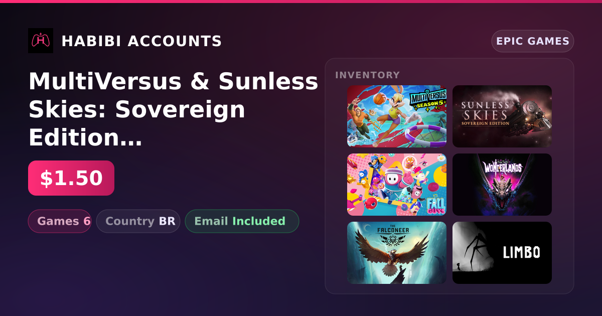 MultiVersus & Sunless Skies: Sovereign Edition | 6 Games — HabibiAccounts