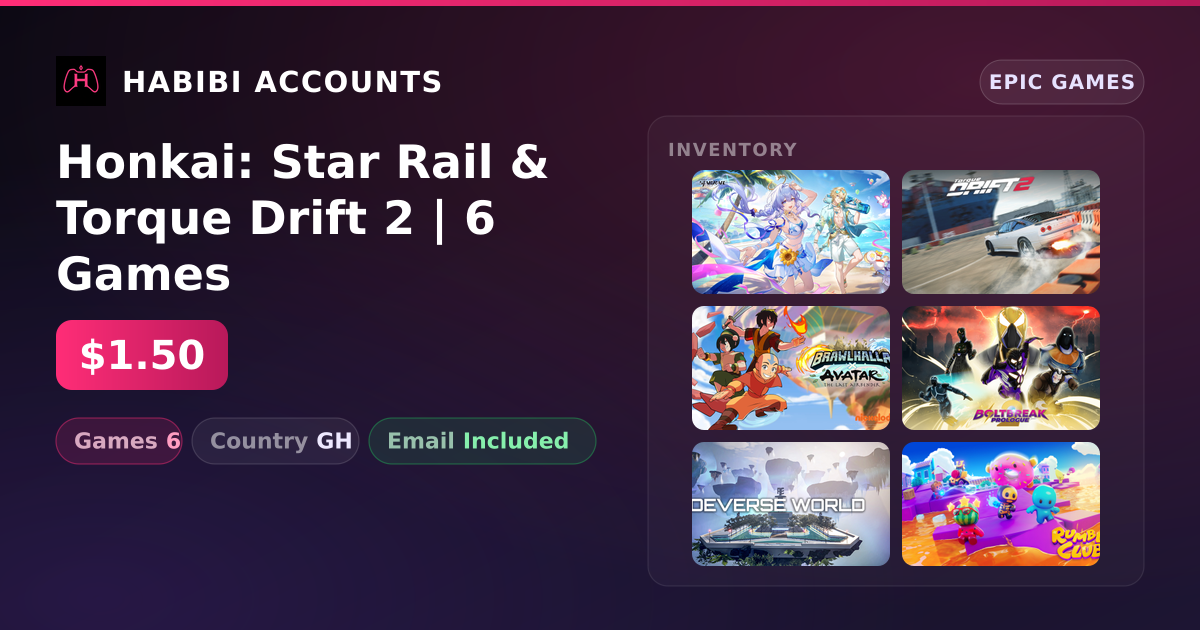 Honkai: Star Rail & Torque Drift 2 | 6 Games — HabibiAccounts