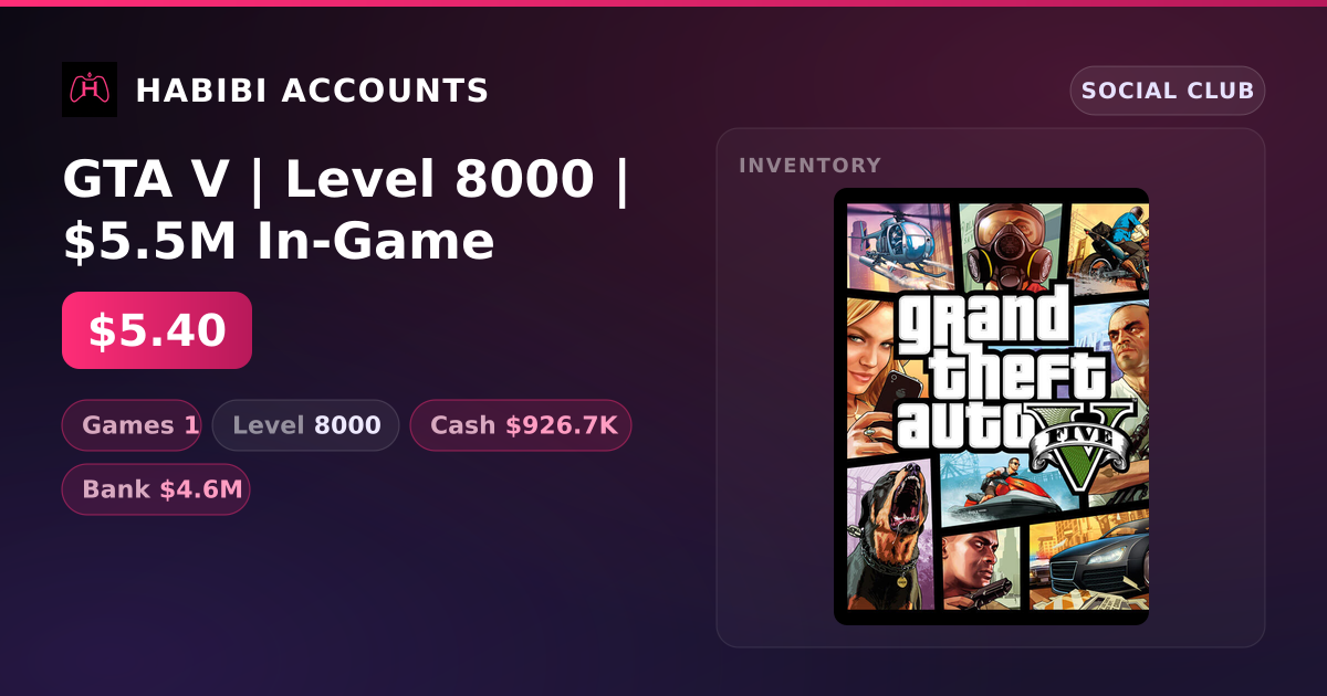 GTA V | Level 8000 | $5.5M In-Game
