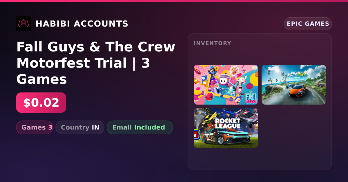 Fall Guys & The Crew Motorfest Trial | 3 Games — HabibiAccounts