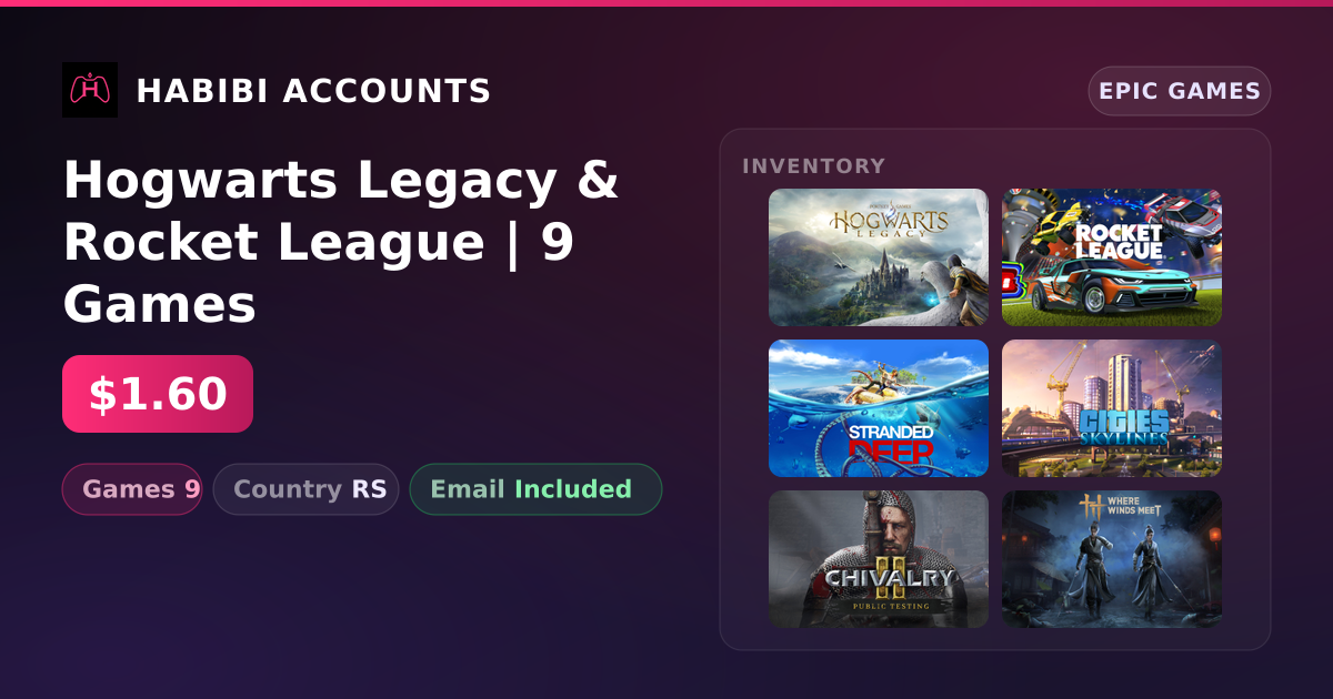 Hogwarts Legacy & Rocket League | 9 Games — HabibiAccounts