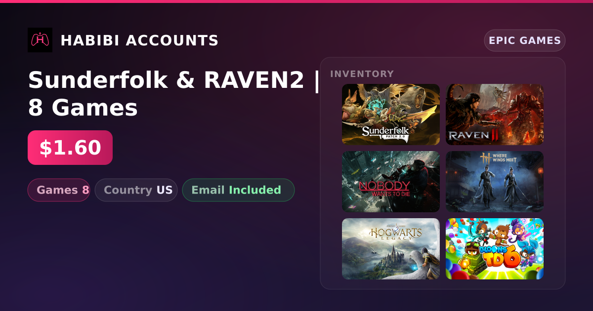 Sunderfolk & RAVEN2 | 8 Games — HabibiAccounts