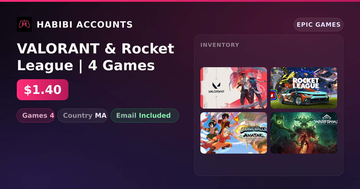 VALORANT & Rocket League | 4 Games — HabibiAccounts