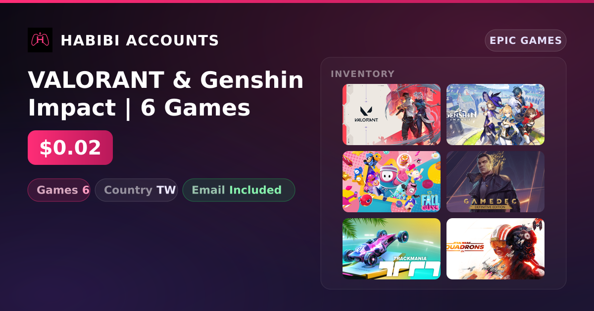 VALORANT & Genshin Impact | 6 Games — HabibiAccounts