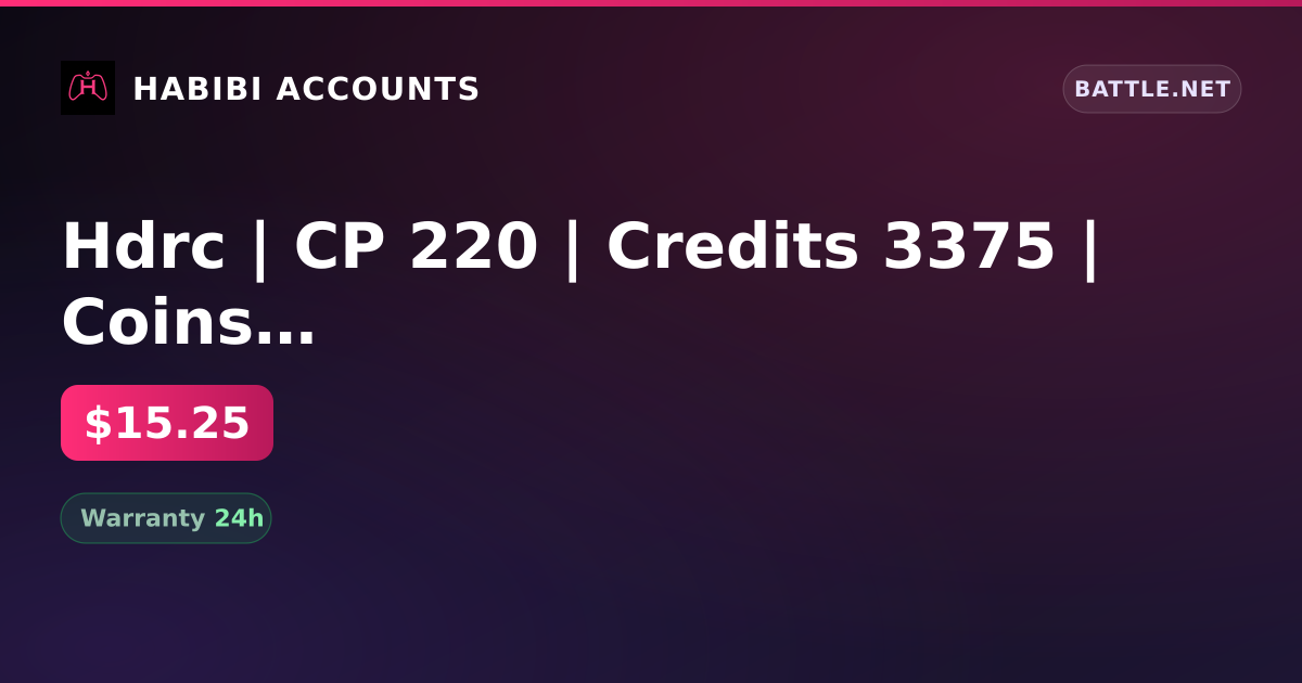 Hdrc | CP 220 | Credits 3375 | Coins 1030 | Legacy CP 10 | Legacy CP 1625