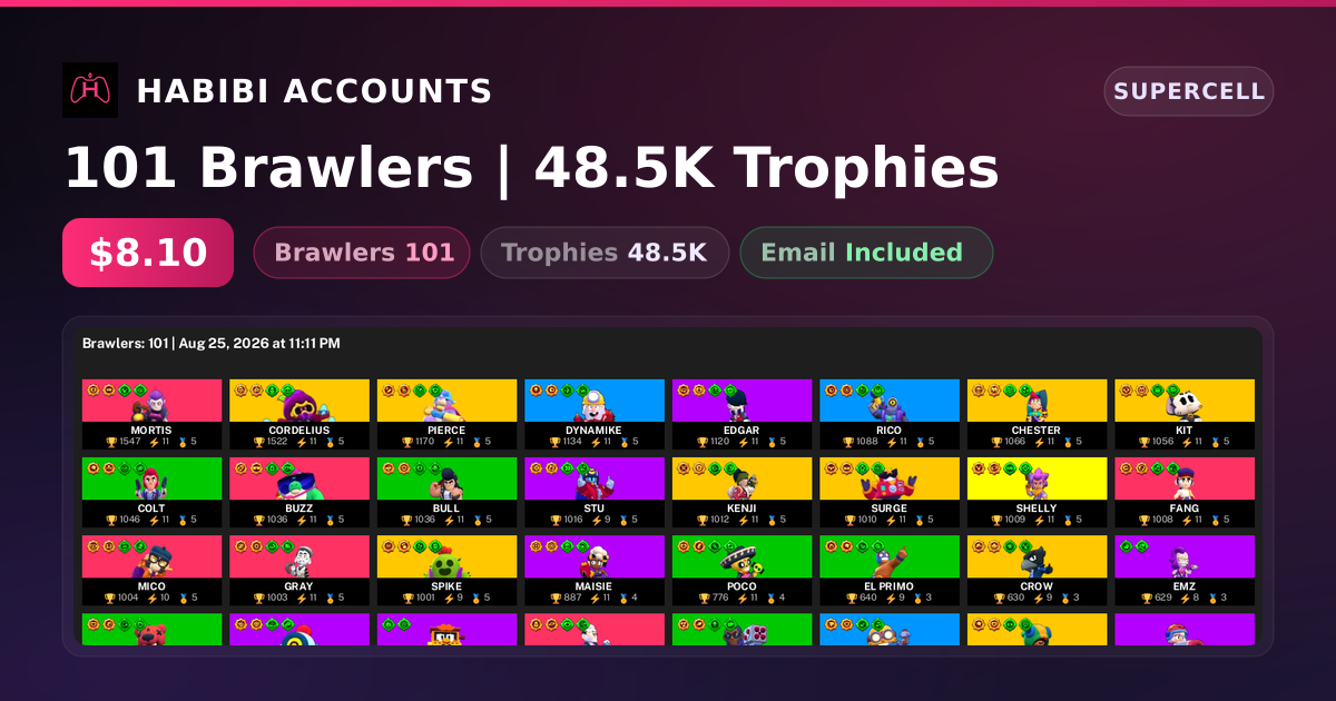 101 Brawlers | 48.5K Trophies — HabibiAccounts