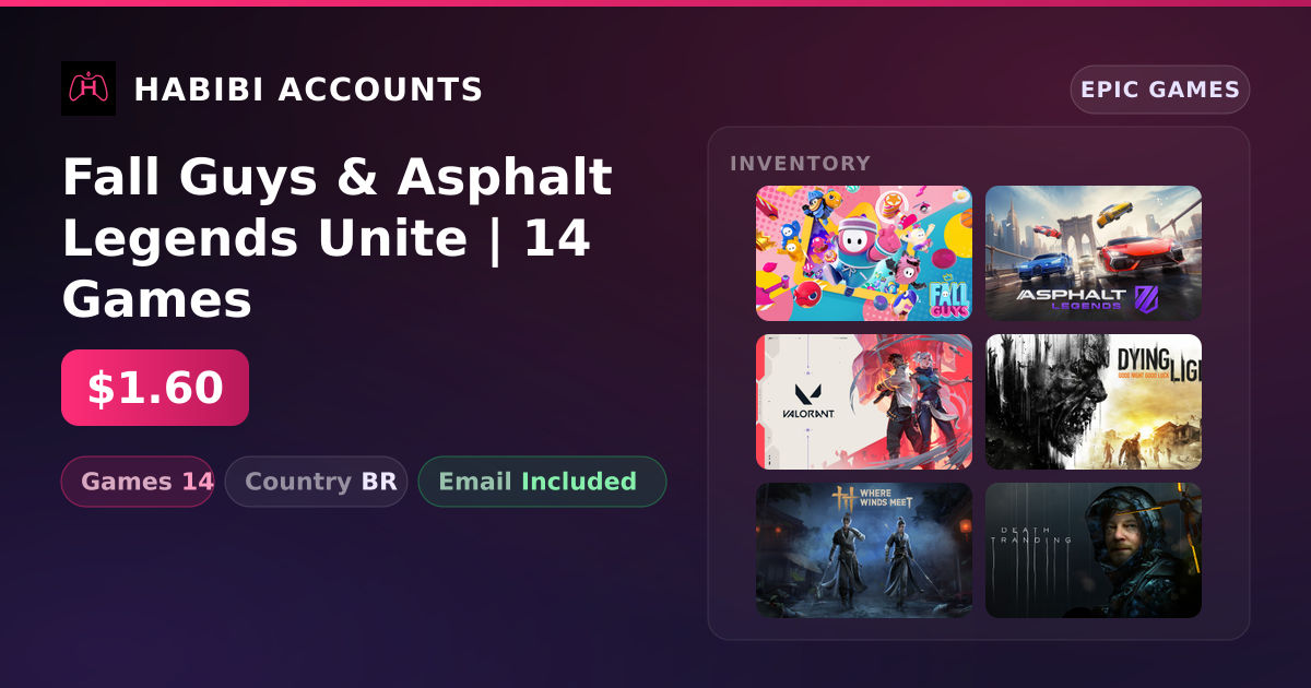 Fall Guys & Asphalt Legends Unite | 14 Games — HabibiAccounts