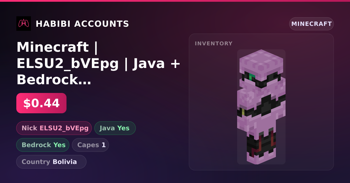 Minecraft | ELSU2_bVEpg | Java + Bedrock | 1 Capes — HabibiAccounts